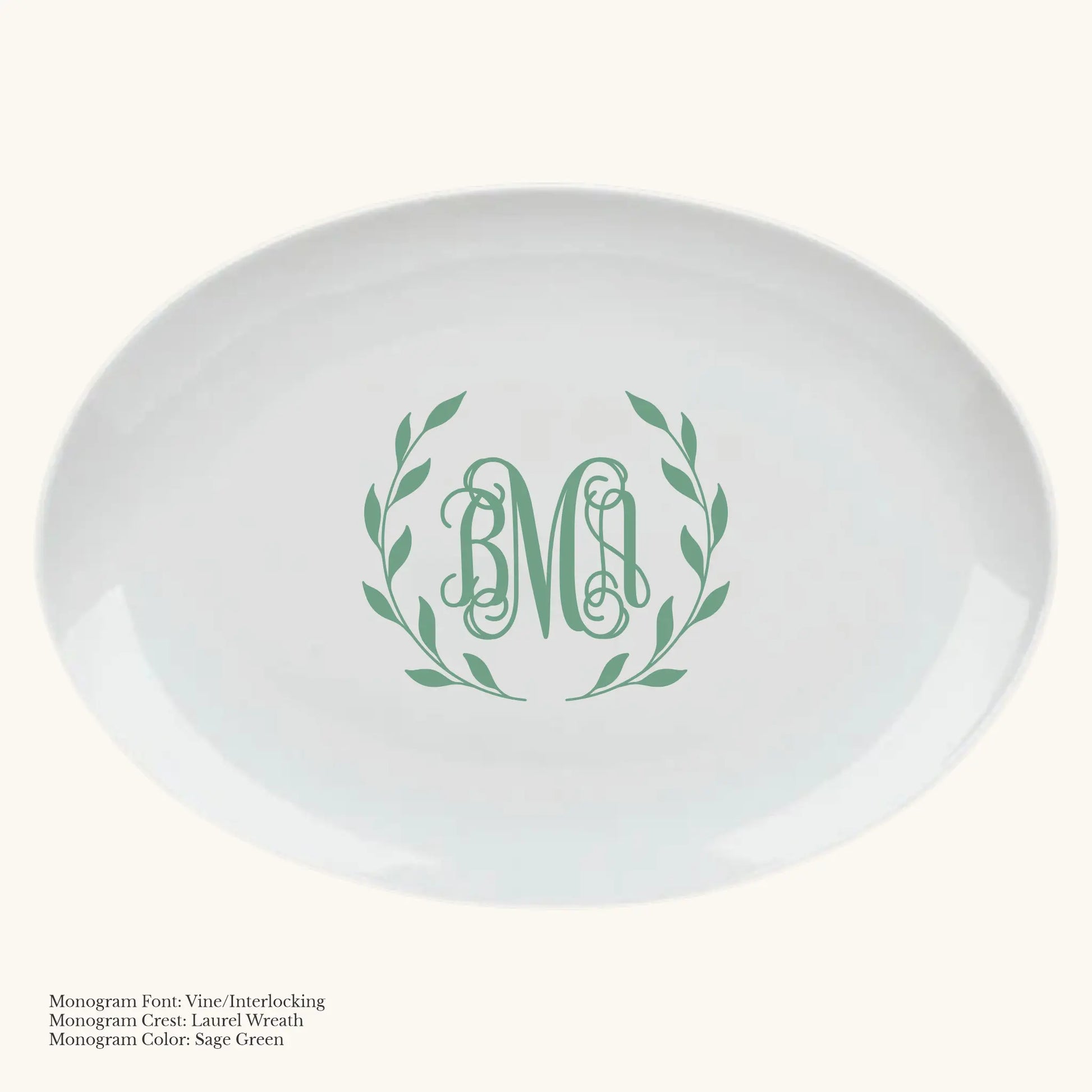 Chic Oval Platter, 16 1/2" - Custom Monogram Faust Heirlooms