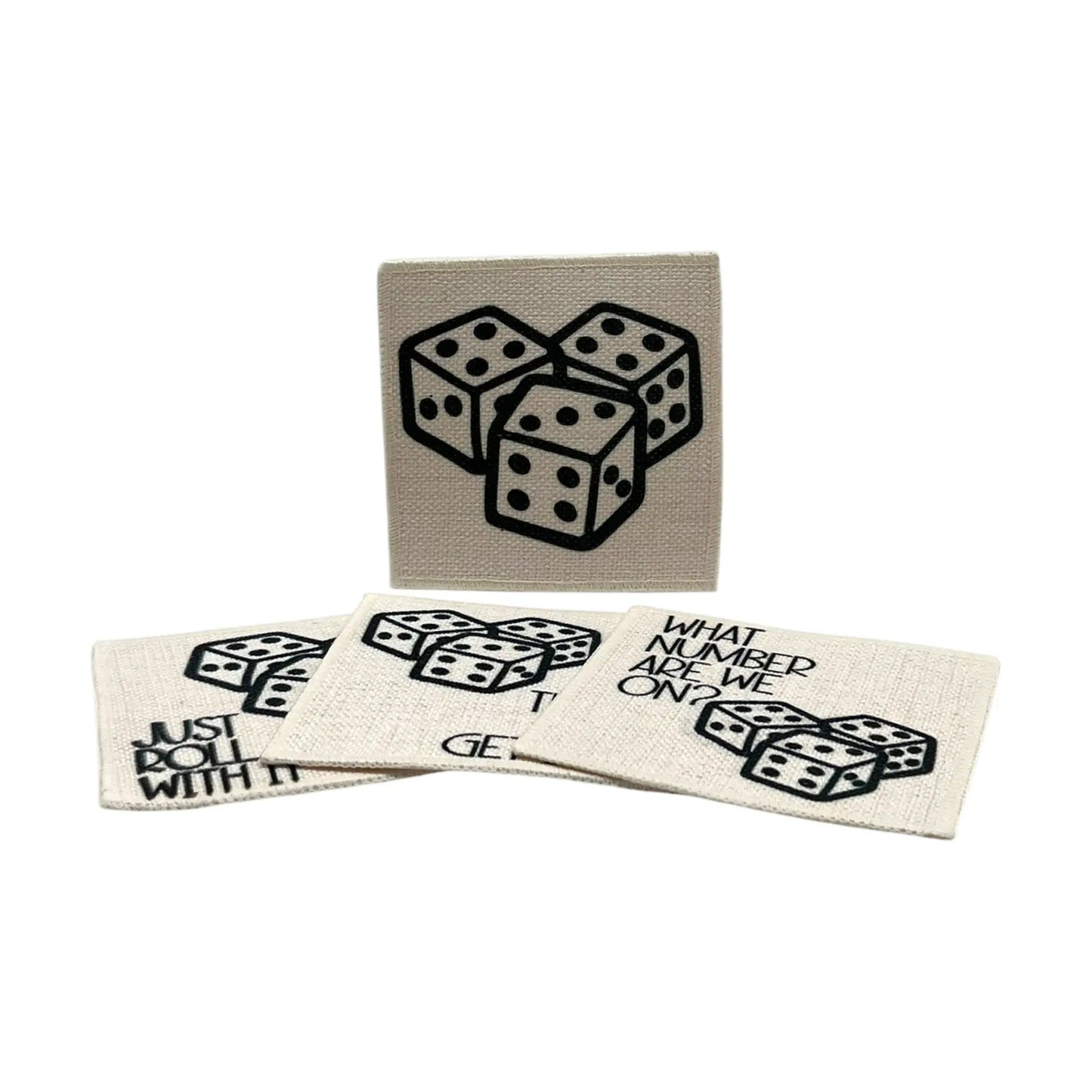 Dice Coasters (set of 4, linen fabric) Jane & Lizzee