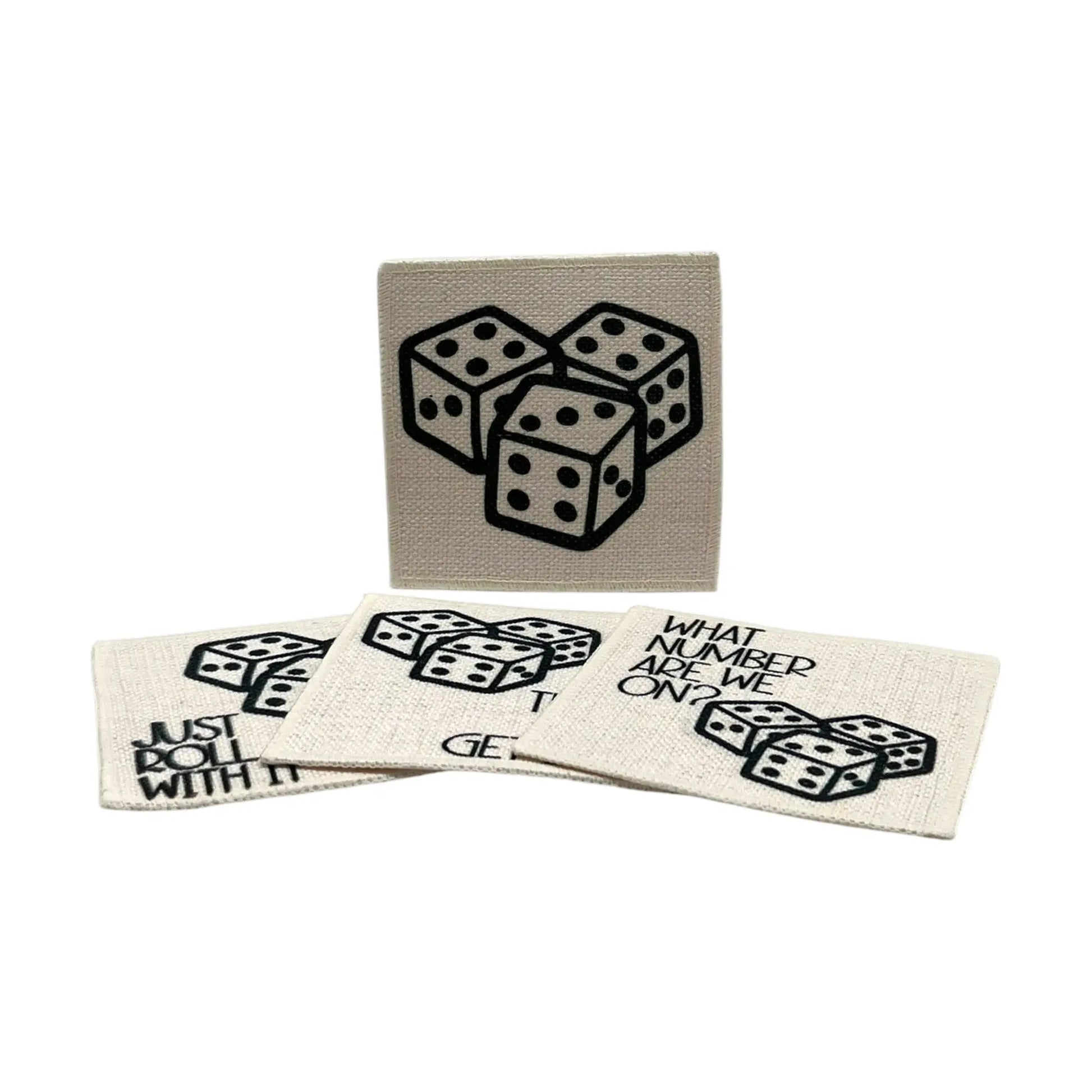 Dice Coasters (set of 4, linen fabric) Jane & Lizzee