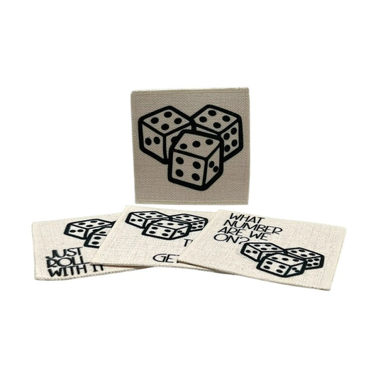 Dice Coasters (set of 4, linen fabric) Jane & Lizzee