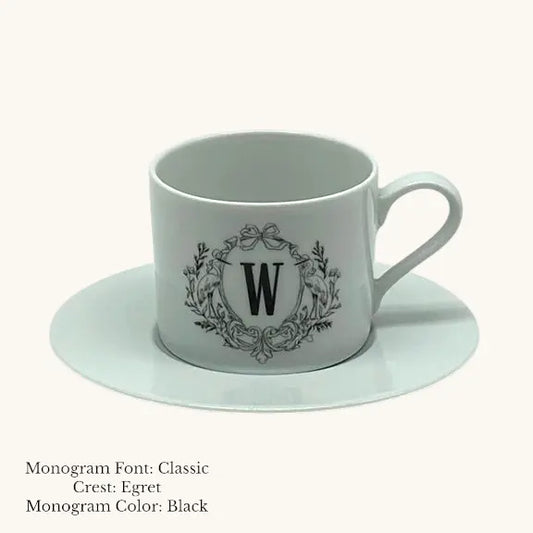 Divine Cup & Saucer - Custom Monogram Jane & Lizzee