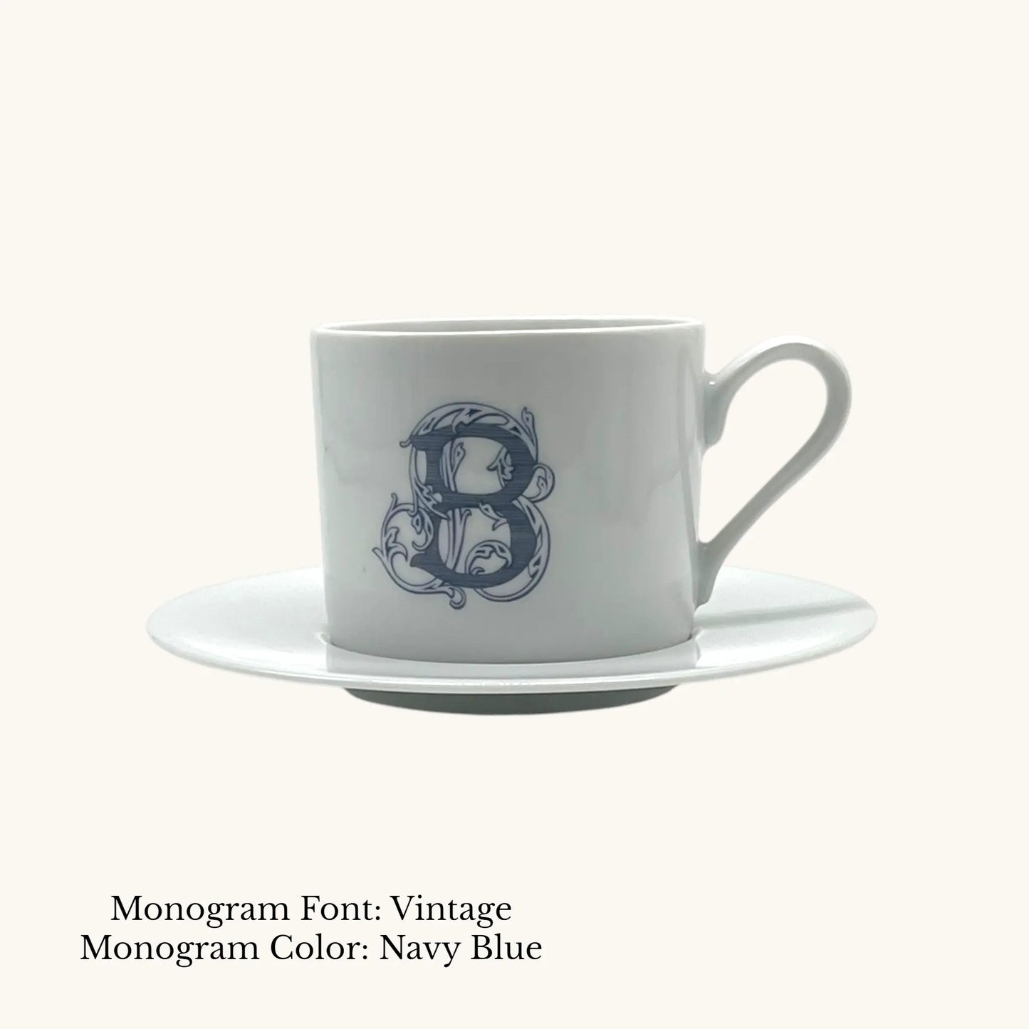 Divine Cup & Saucer - Custom Monogram Jane & Lizzee