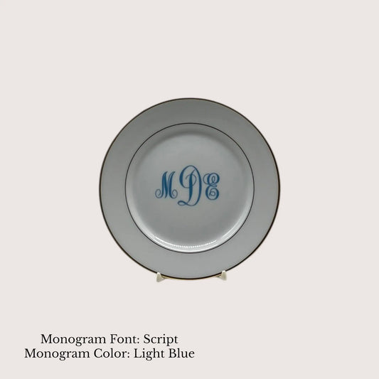 Divine Gold Banded Bread & Butter Plate, 6 1/2" - Custom Monogram Jane & Lizzee