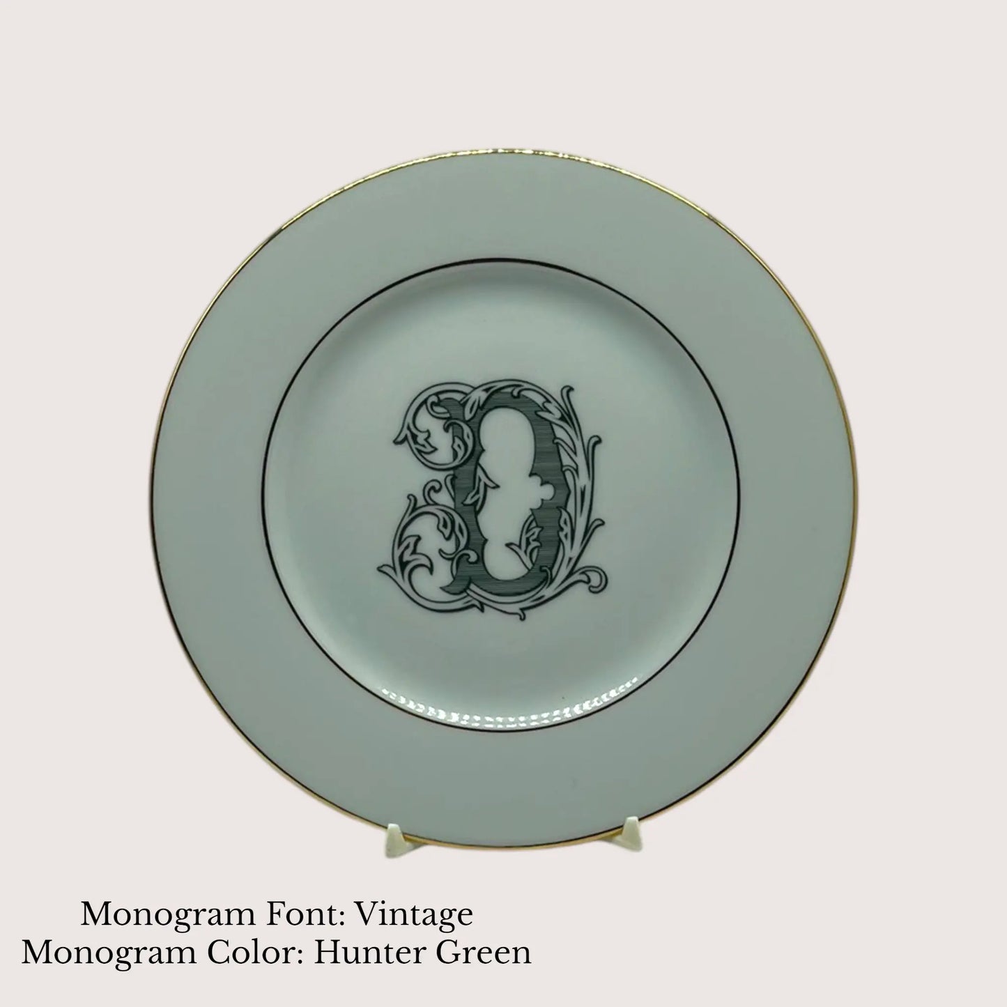 Divine Gold Banded Bread & Butter Plate, 6 1/2" - Custom Monogram Jane & Lizzee
