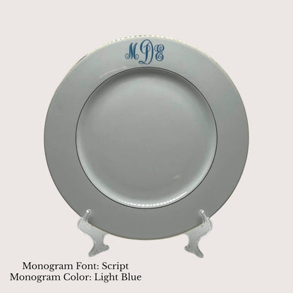 Divine Gold Banded Charger, 12 1/2" - Custom Monogram Jane & Lizzee