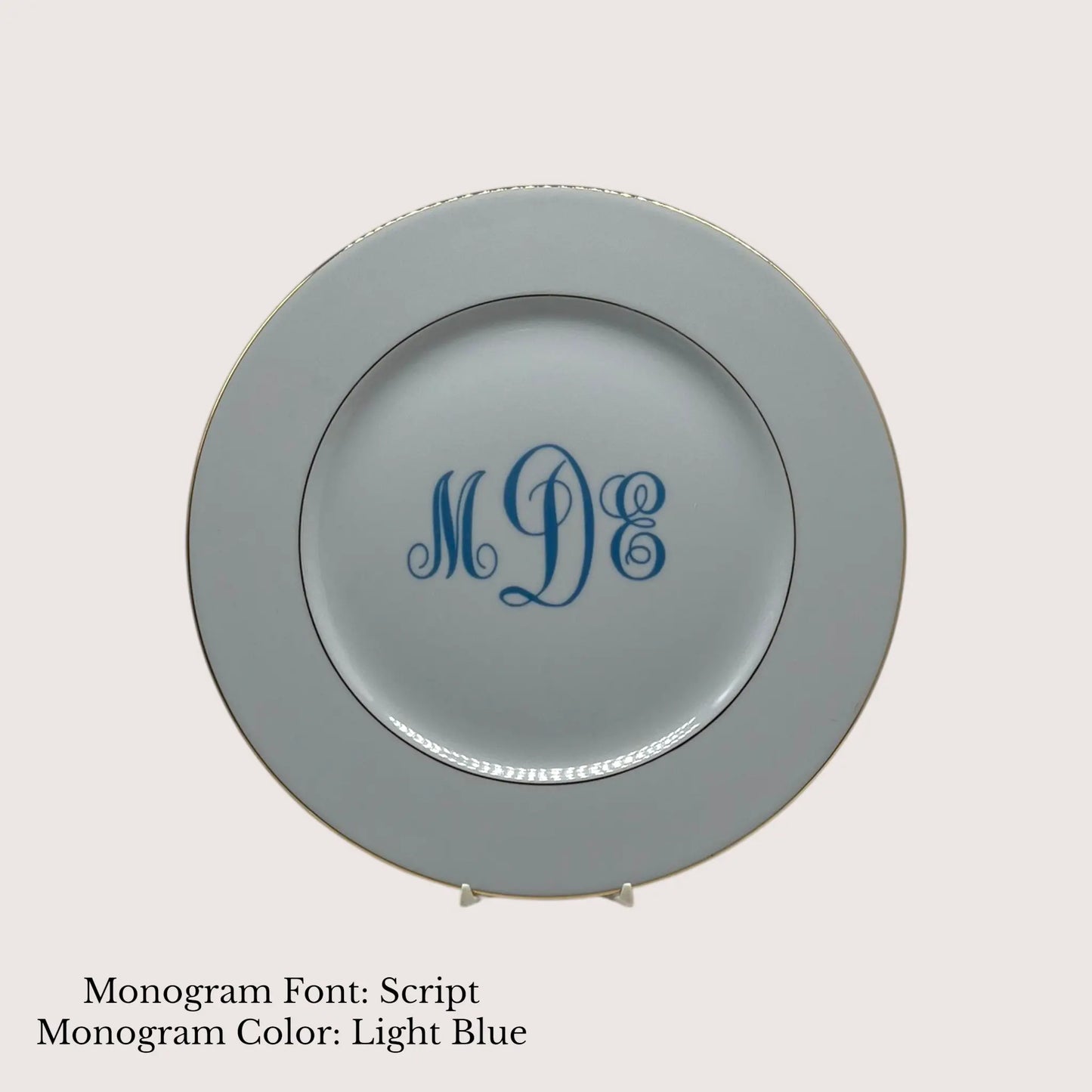 Divine Gold Banded Dinner Plate, 10.5" - Custom Monogram Jane & Lizzee