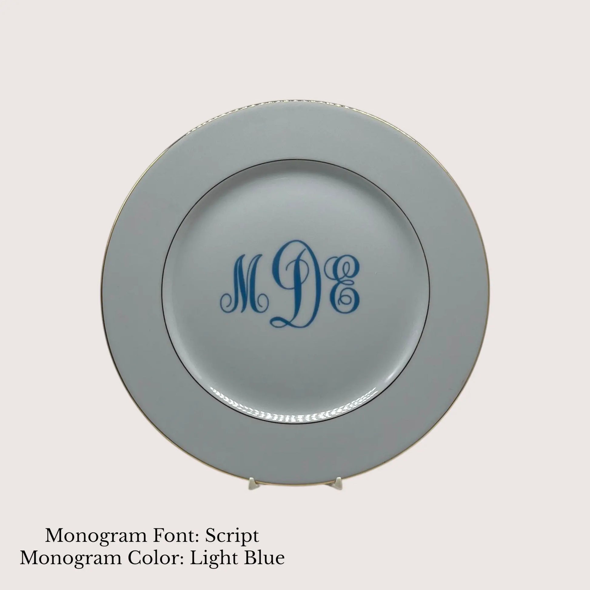 Divine Gold Banded Dinner Plate, 10.5" - Custom Monogram Jane & Lizzee