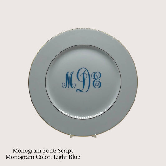 Divine Gold Banded Dinner Plate, 10.5" - Custom Monogram Jane & Lizzee