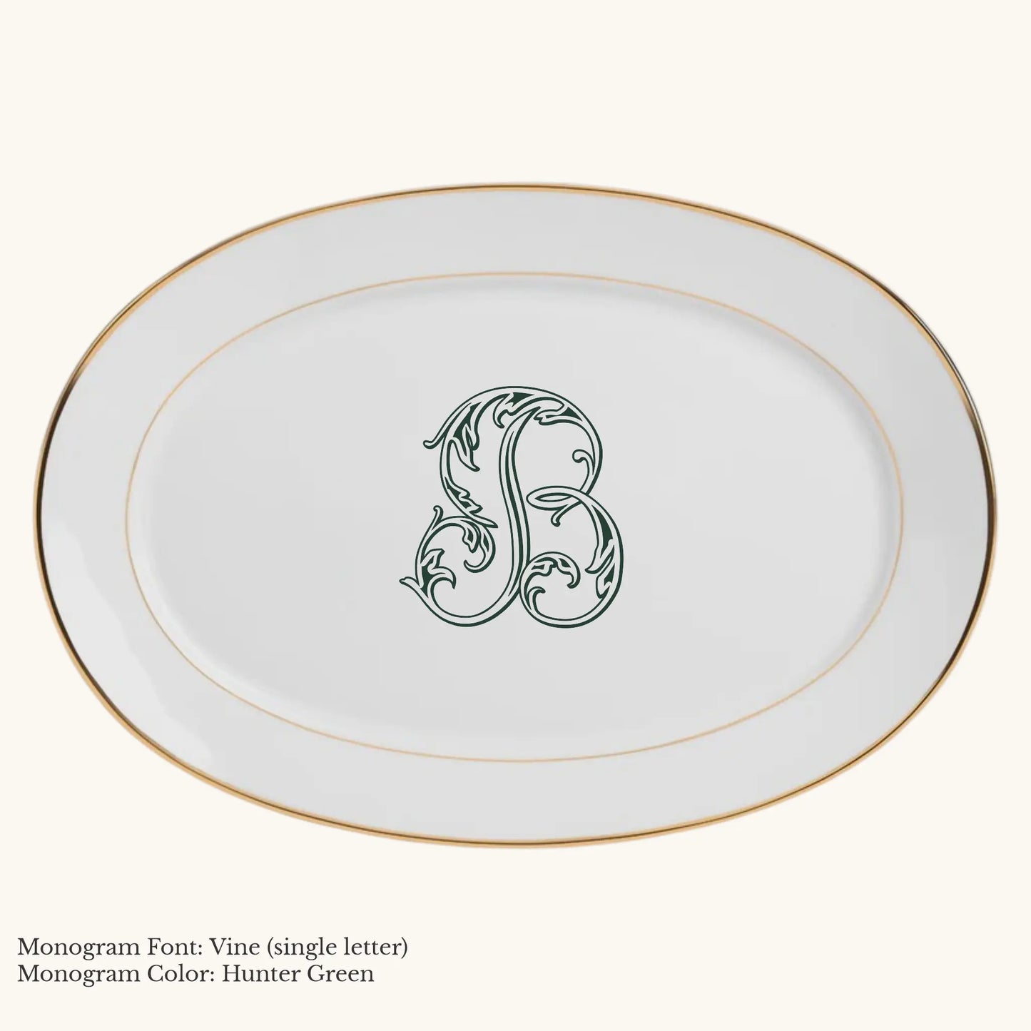 Divine Gold Banded  Rim Platter, 14 7/8" - Custom Monogram Faust Heirlooms