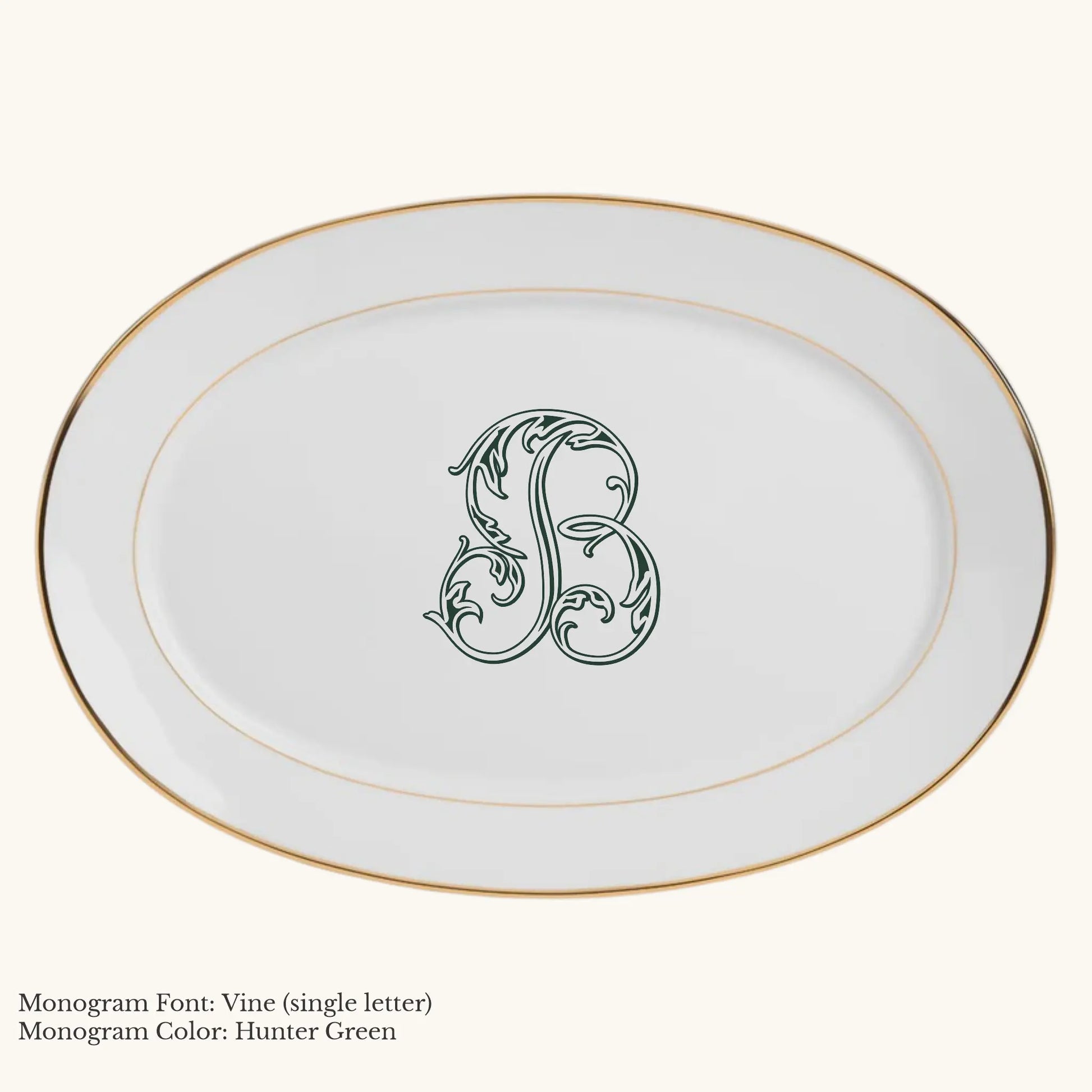 Divine Gold Banded  Rim Platter, 14 7/8" - Custom Monogram Faust Heirlooms