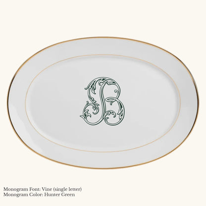 Divine Gold Banded  Rim Platter, 14 7/8" - Custom Monogram Faust Heirlooms