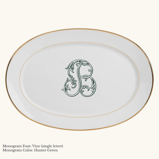 Divine Gold Banded  Rim Platter, 14 7/8" - Custom Monogram Faust Heirlooms