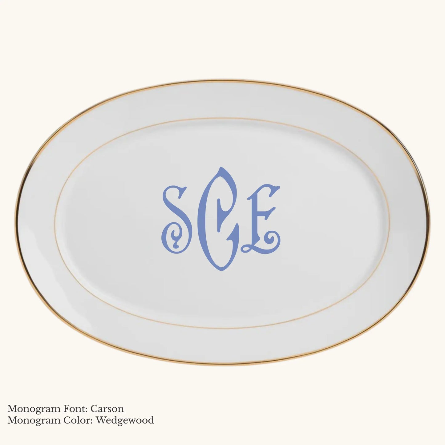 Divine Gold Banded  Rim Platter, 14 7/8" - Custom Monogram Faust Heirlooms