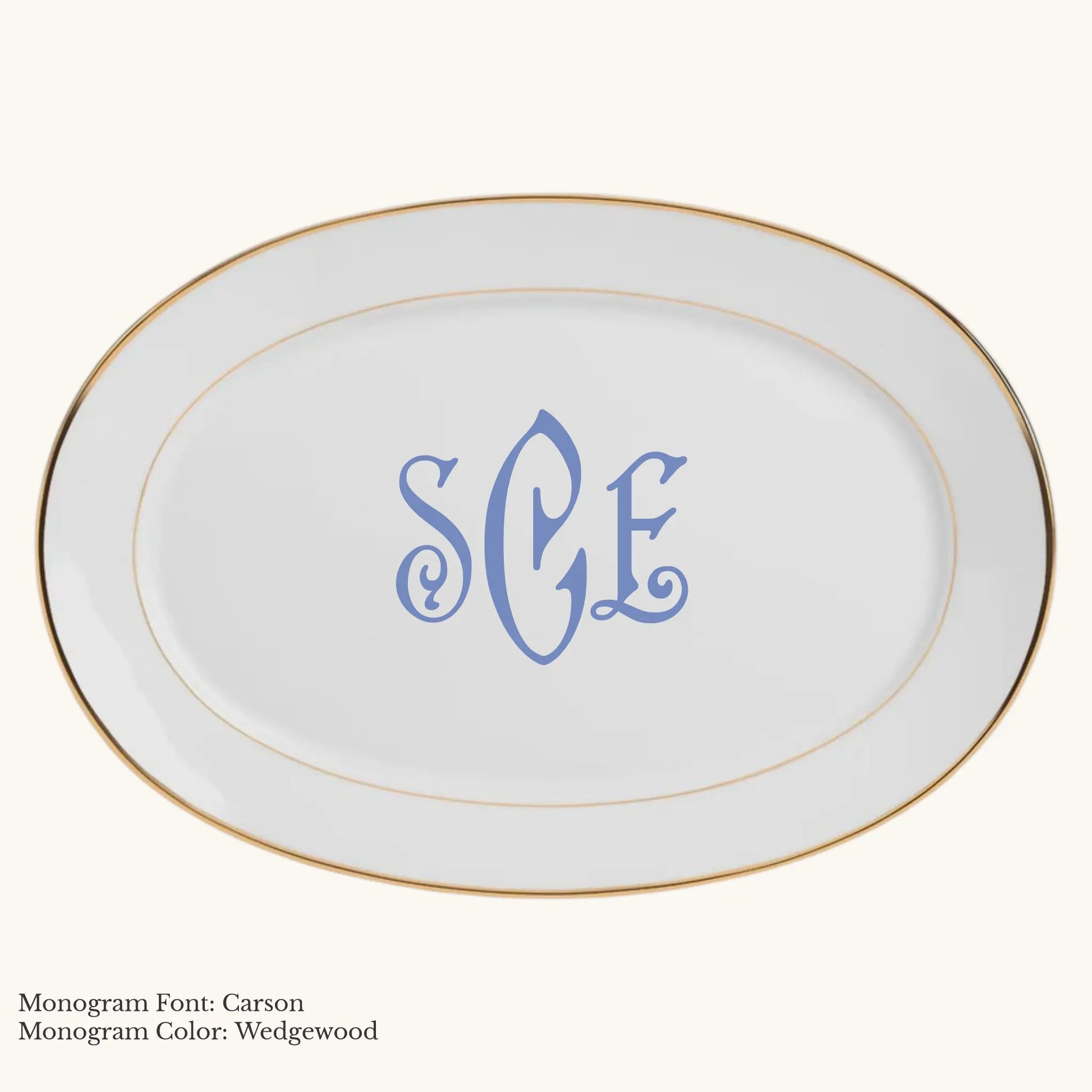 Divine Gold Banded  Rim Platter, 14 7/8" - Custom Monogram Faust Heirlooms