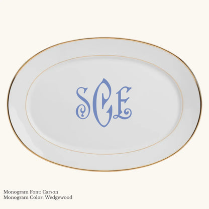 Divine Gold Banded  Rim Platter, 14 7/8" - Custom Monogram Faust Heirlooms