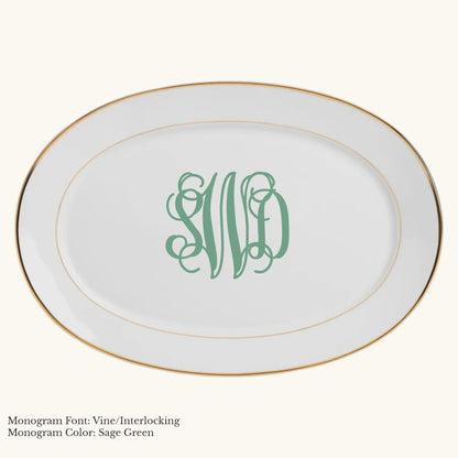 Divine Gold Banded  Rim Platter, 14 7/8" - Custom Monogram Faust Heirlooms
