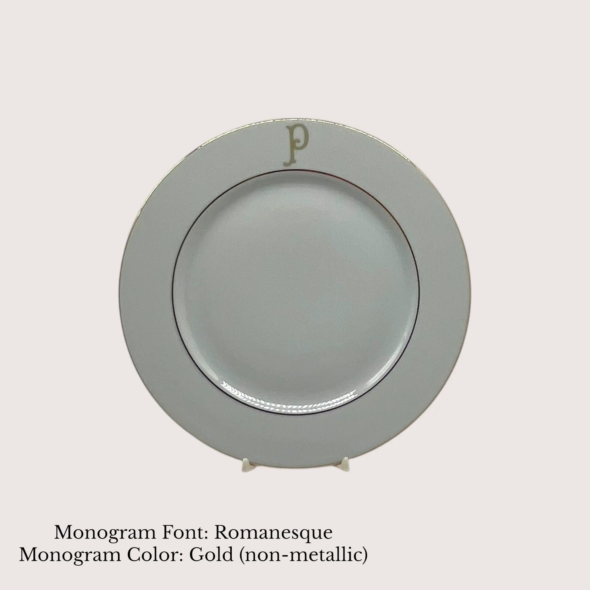 Divine Gold Banded Salad Plate, 8 3/8" - Custom Monogram Jane & Lizzee