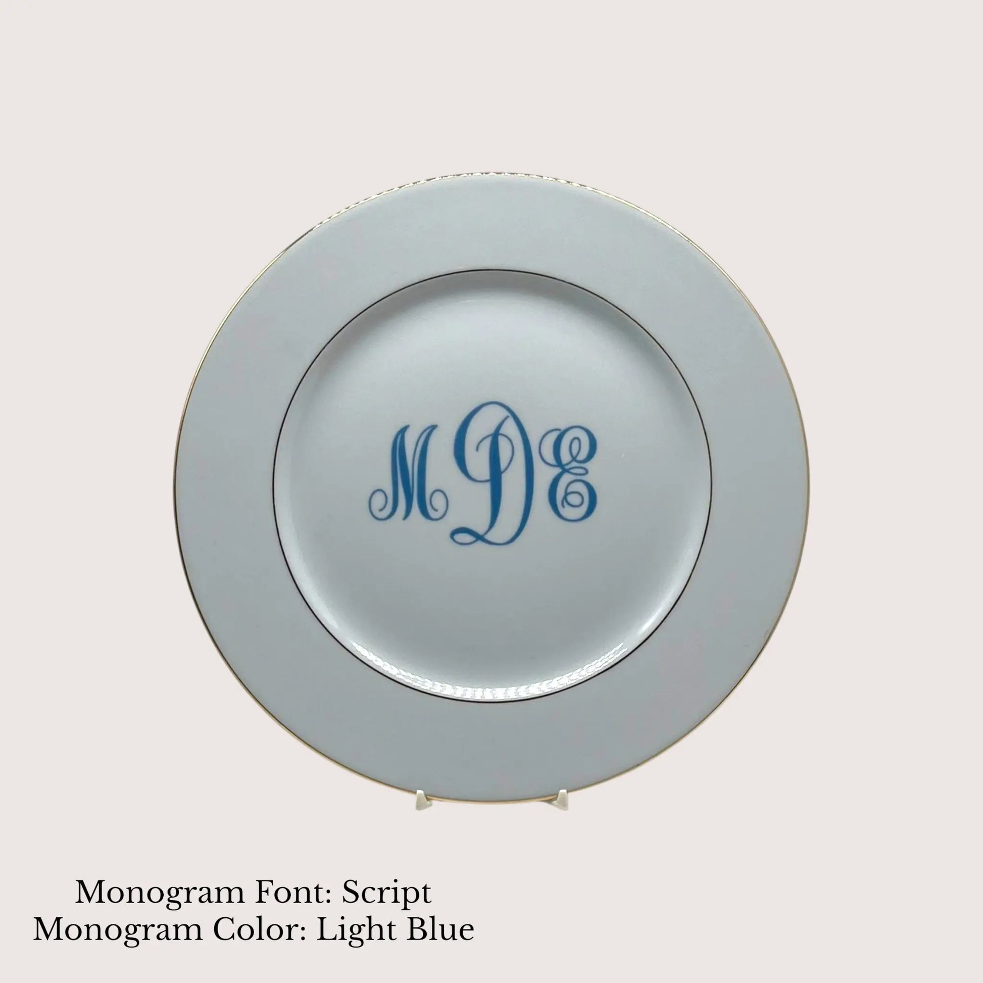 Divine Gold Banded Salad Plate, 8.375" - Custom Monogram Jane & Lizzee