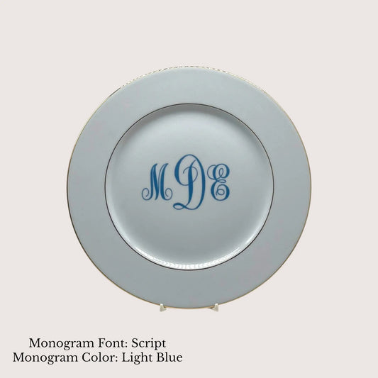 Divine Gold Banded Salad Plate, 8.375" - Custom Monogram Jane & Lizzee