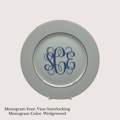Divine Gold Banded Salad Plate, 8.375" - Custom Monogram Jane & Lizzee