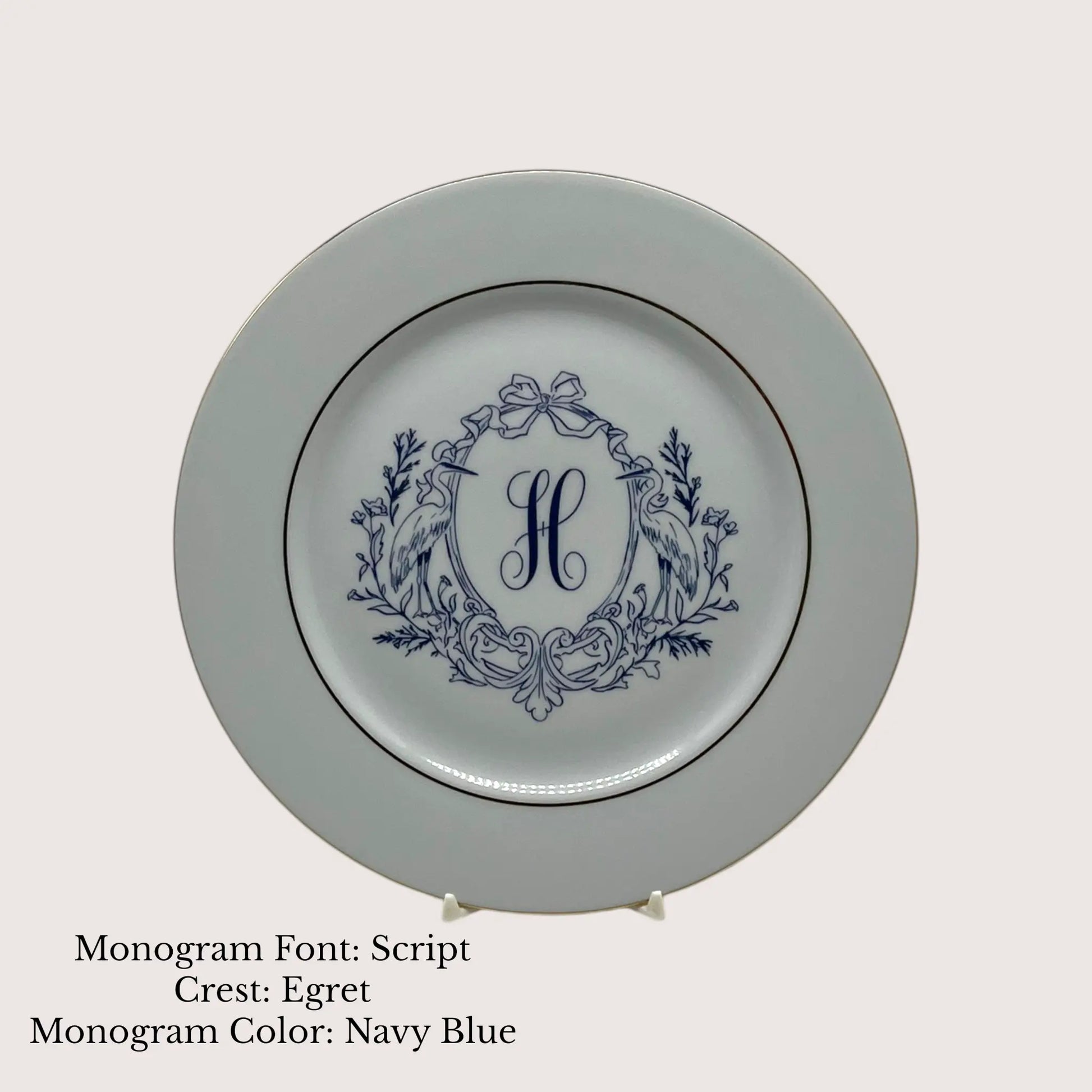 Divine Gold Banded Salad Plate, 8.375" - Custom Monogram Jane & Lizzee