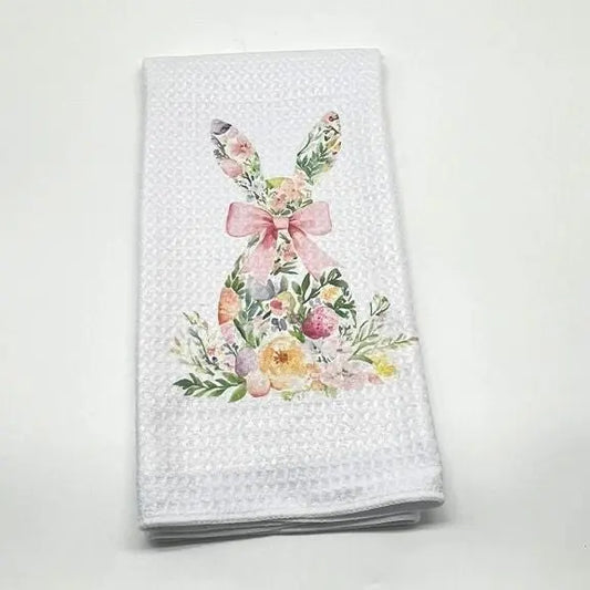 Floral Easter Bunny Kitchen Towel Jane & Lizzee