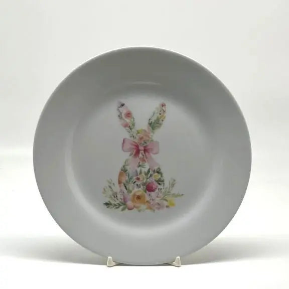 Floral Easter Bunny Salad Plate, 7 1/2" Faust Heirlooms