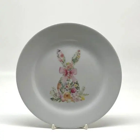 Floral Easter Bunny Salad Plate, 7 1/2" Faust Heirlooms