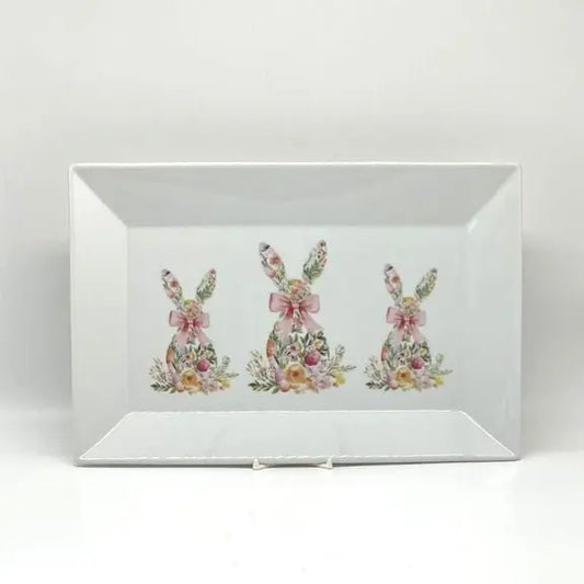 Floral Easter Bunny Tray Jane & Lizzee