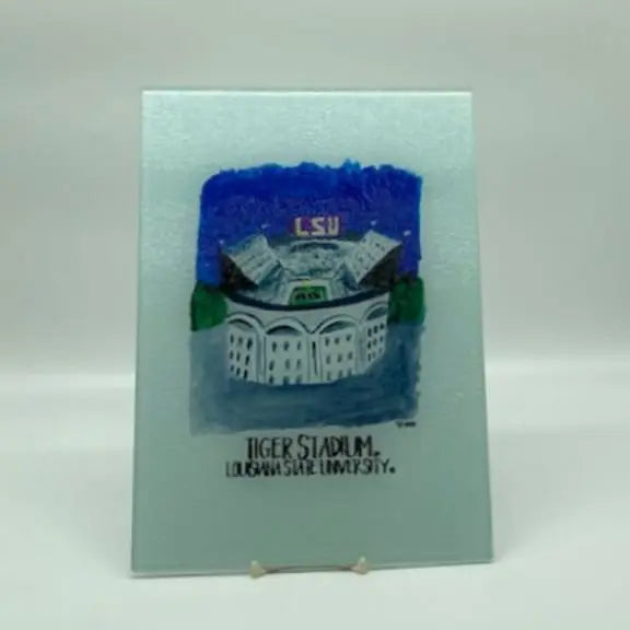 LSU Tiger Stadium Glass Cutting Board