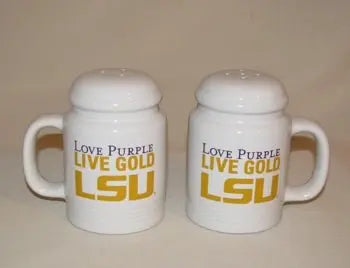 Love Purple Live Gold LSU Salt & Pepper Shakers (range style)