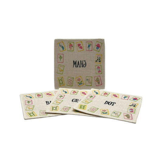 Mahjong Coasters (set of 4, linen fabric) Jane & Lizzee