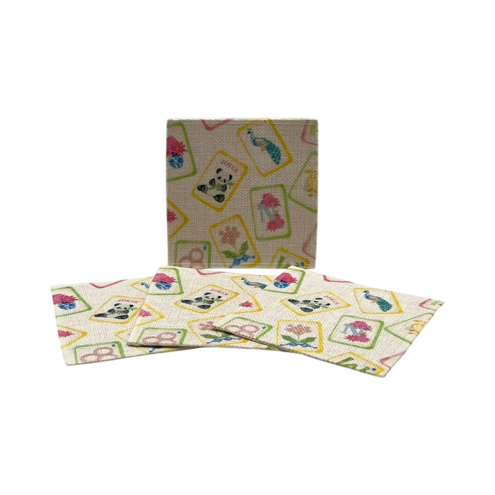 Mahjong Coasters (set of 4, linen fabric) Jane & Lizzee