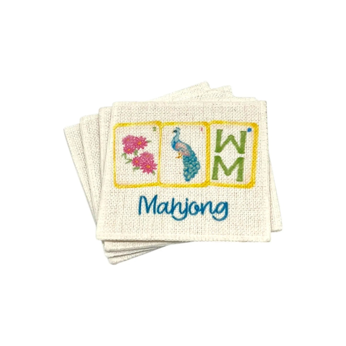 Mahjong Tiles Coasters (linen - set of 4) - Jane & Lizzee