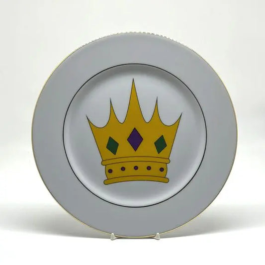 Mardi Gras Crown Plate, 10 1/2" (double gold banded) JD & Company