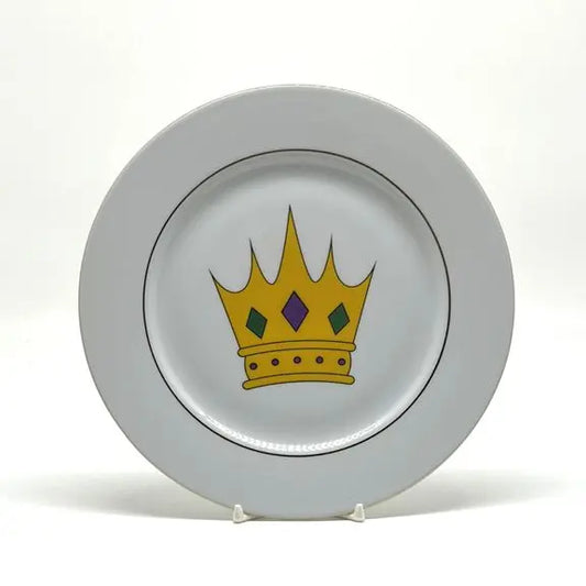 Mardi Gras Crown Plate, 8 3/8" (double gold banded) JD & Company