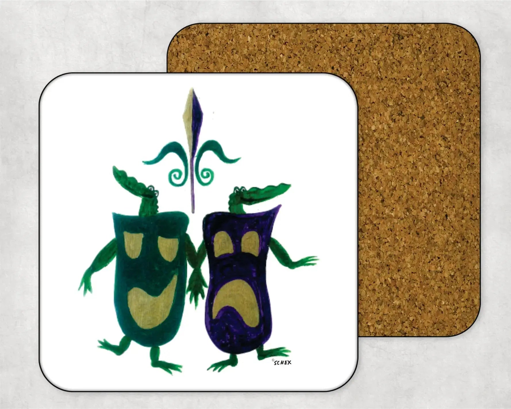 Comedy & Tragedy Mardi Gras Gators Coaster JD & Company