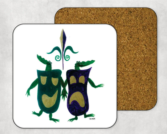 Comedy & Tragedy Mardi Gras Gators Coaster JD & Company