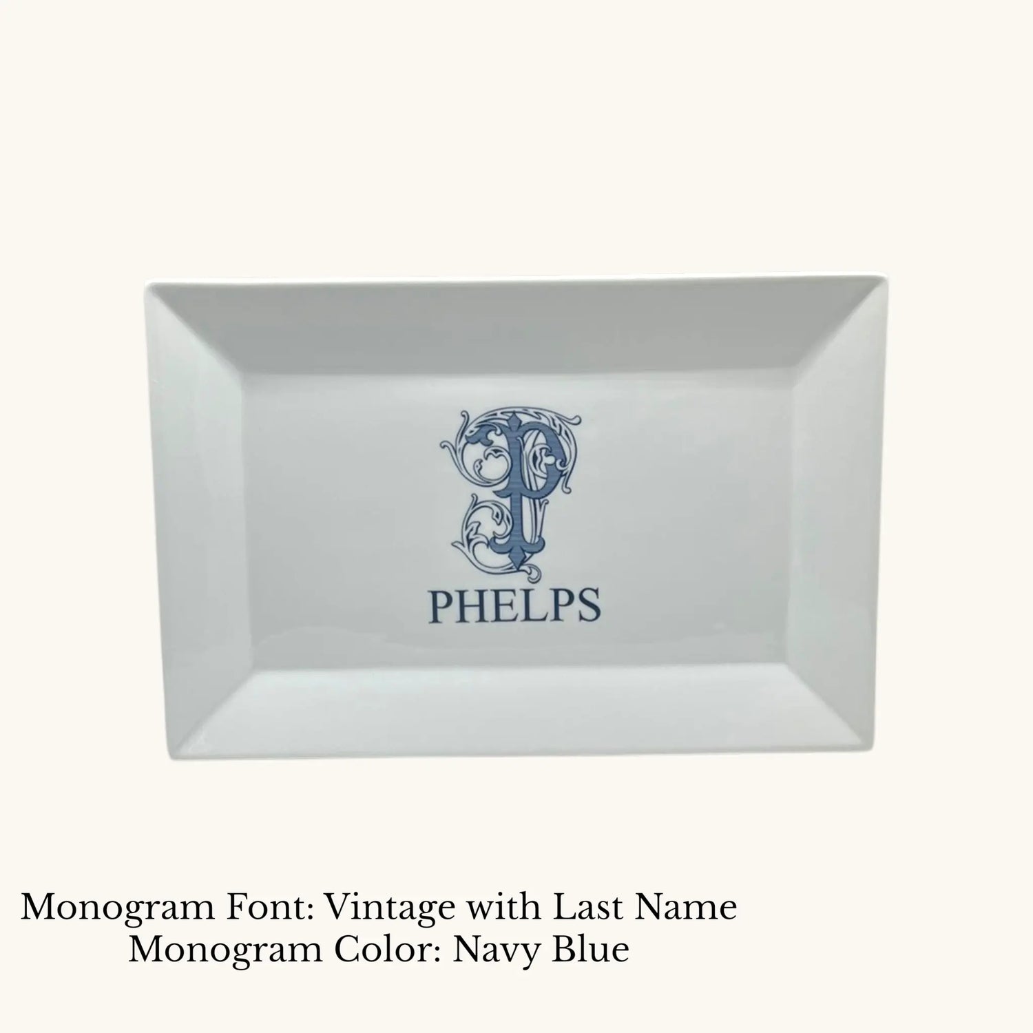 Rectangular Platter / Tray, 14" x 9 3/8" - Custom Monogram Faust Heirlooms