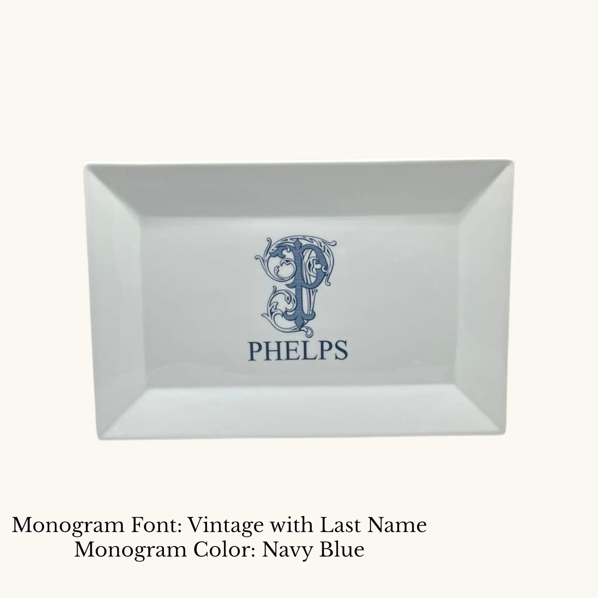 Rectangular Platter / Tray, 14" x 9 3/8" - Custom Monogram Faust Heirlooms