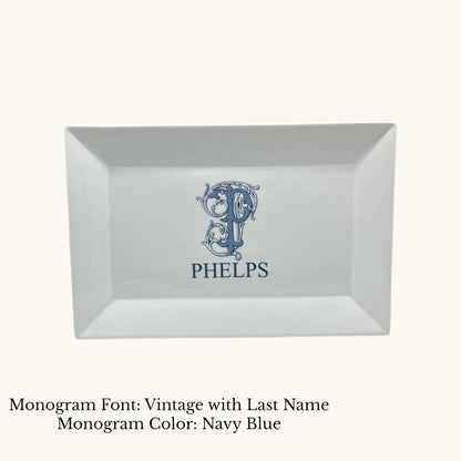 Rectangular Platter / Tray, 14" x 9 3/8" - Custom Monogram Faust Heirlooms