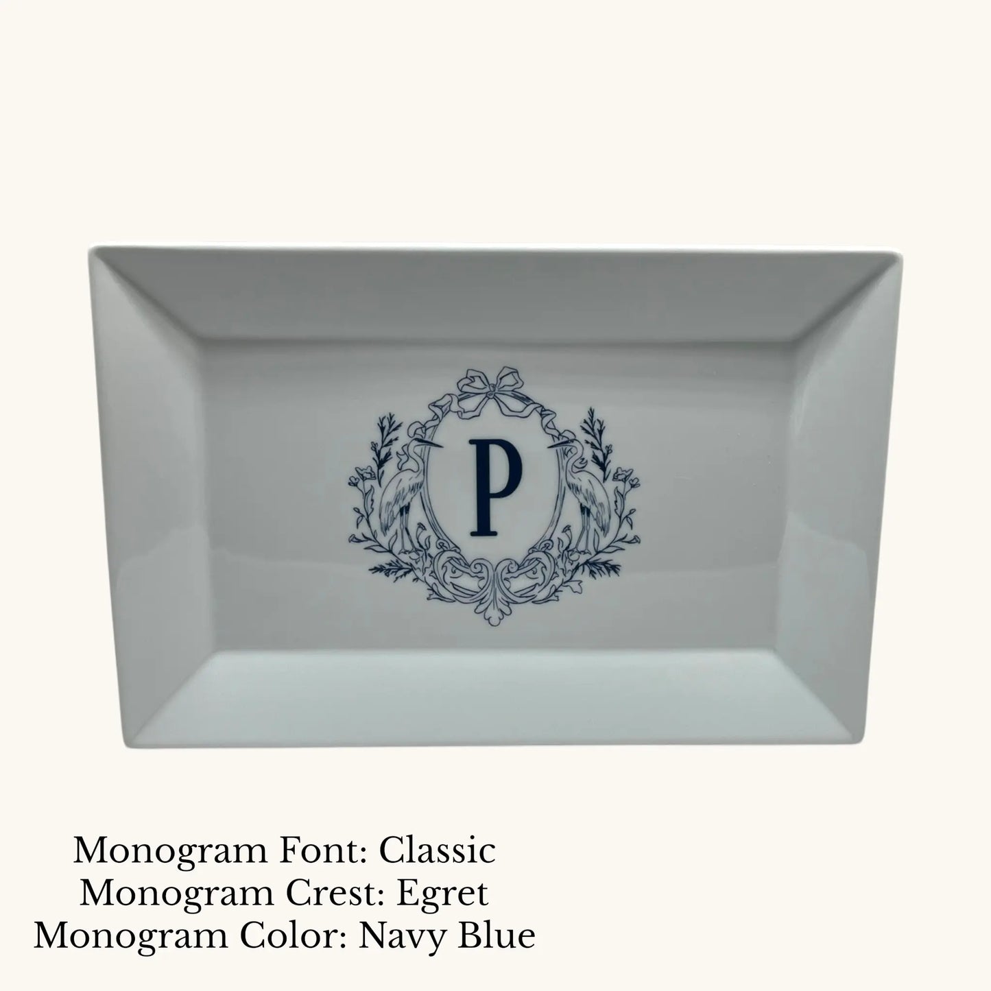 Rectangular Platter / Tray, 14" x 9 3/8" - Custom Monogram Faust Heirlooms