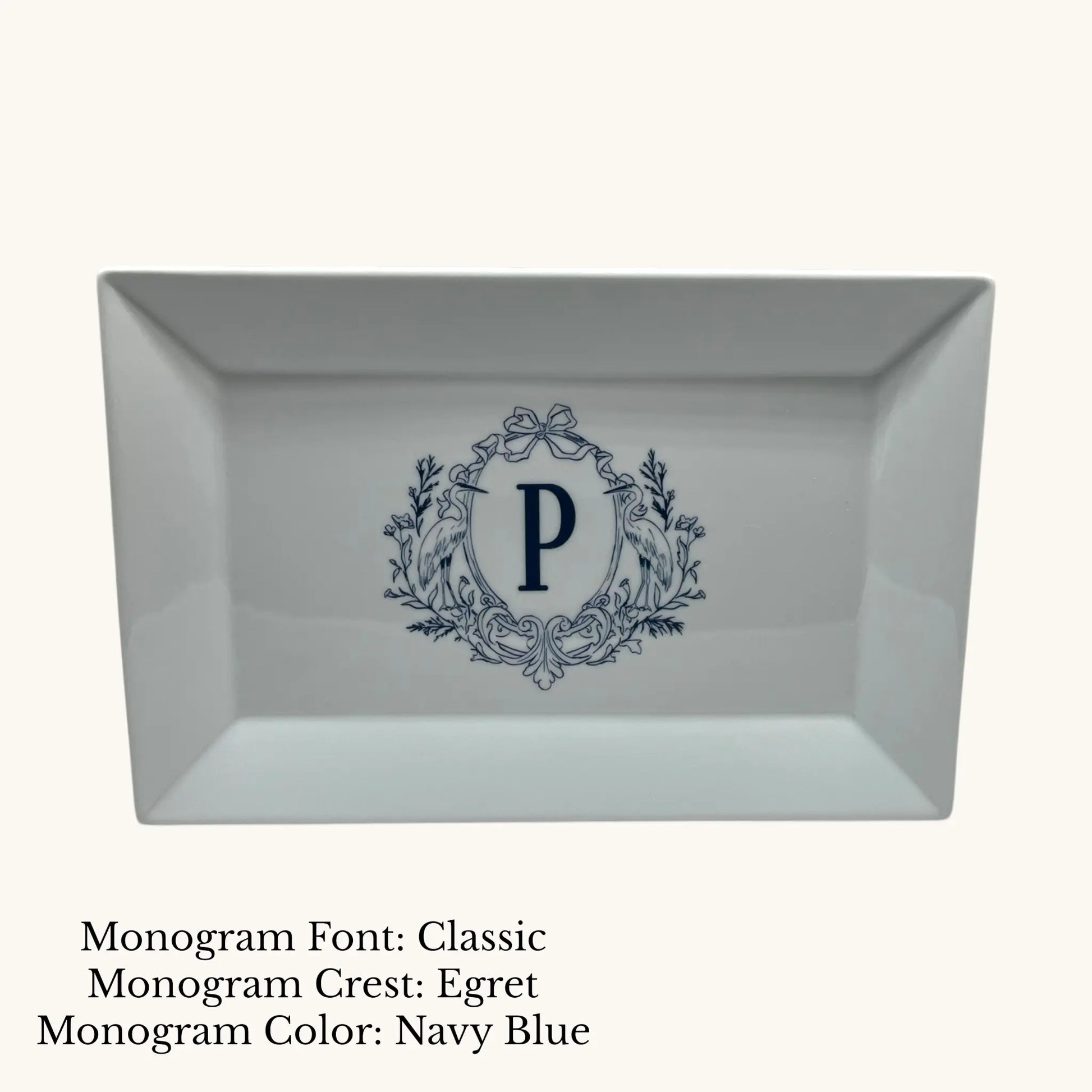 Rectangular Platter / Tray, 14" x 9 3/8" - Custom Monogram Faust Heirlooms