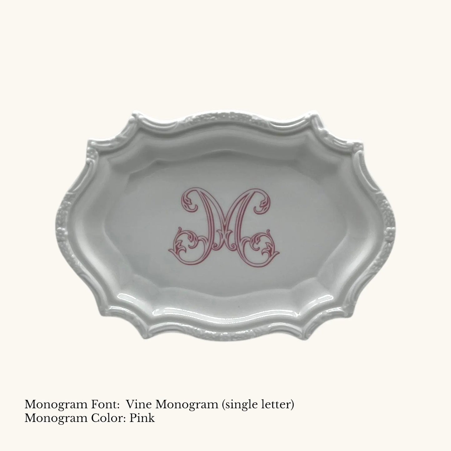 Scrolled Edge Tray, 10.625" - Custom Monogram Faust Heirlooms