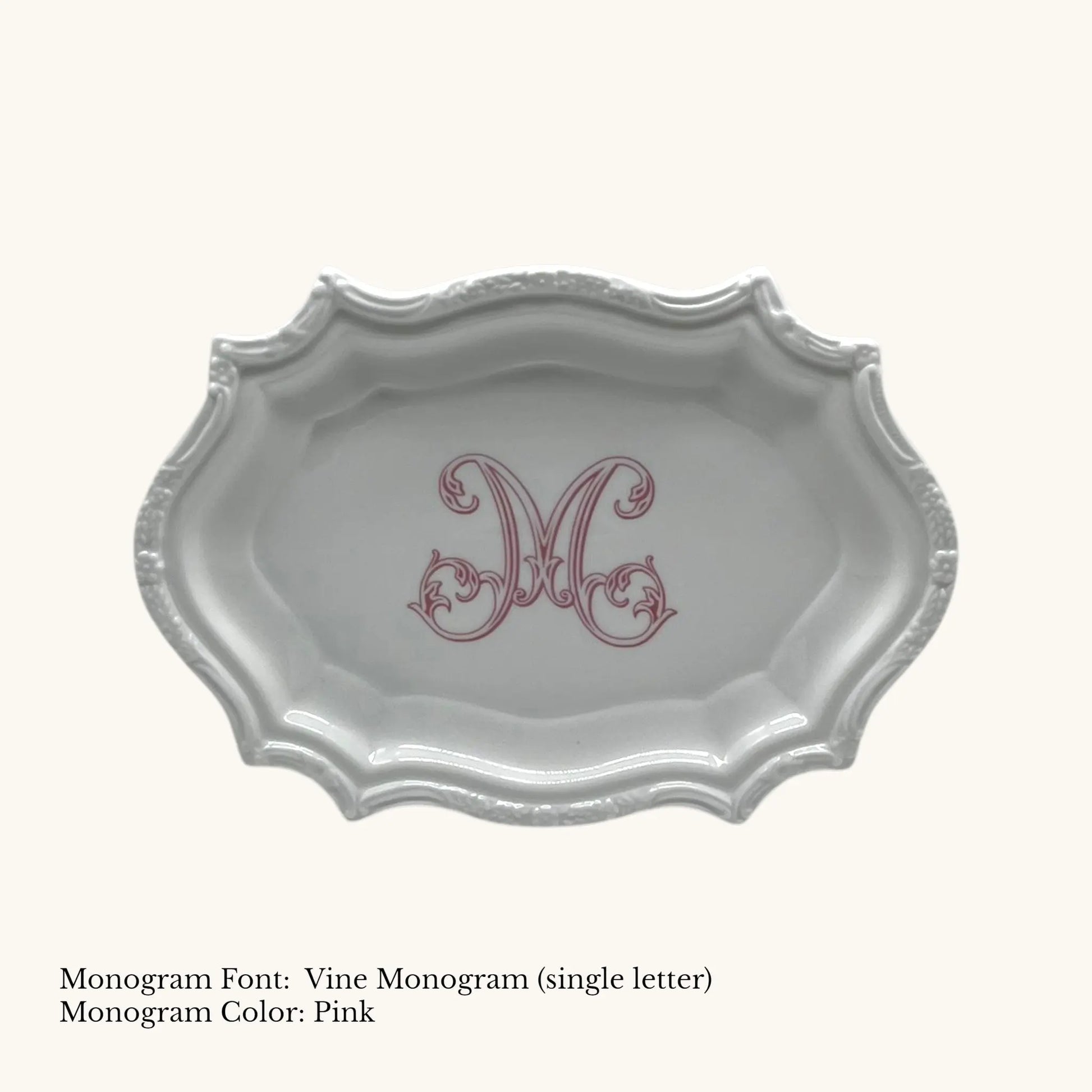 Scrolled Edge Tray, 10.625" - Custom Monogram Faust Heirlooms