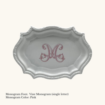 Scrolled Edge Tray, 10.625" - Custom Monogram Faust Heirlooms