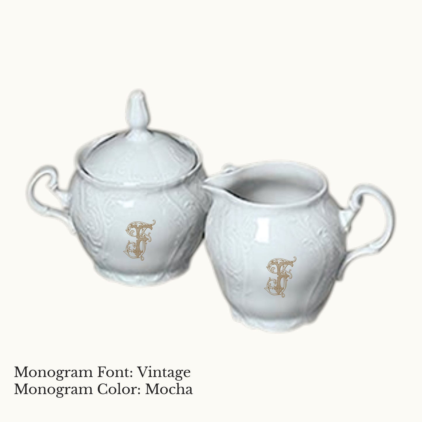 Bernadotte Cream & Sugar Set - Custom Monogram