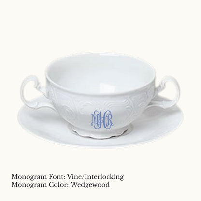 Bernadotte Cream Soup & Saucer, 12 oz. - Custom Monogram