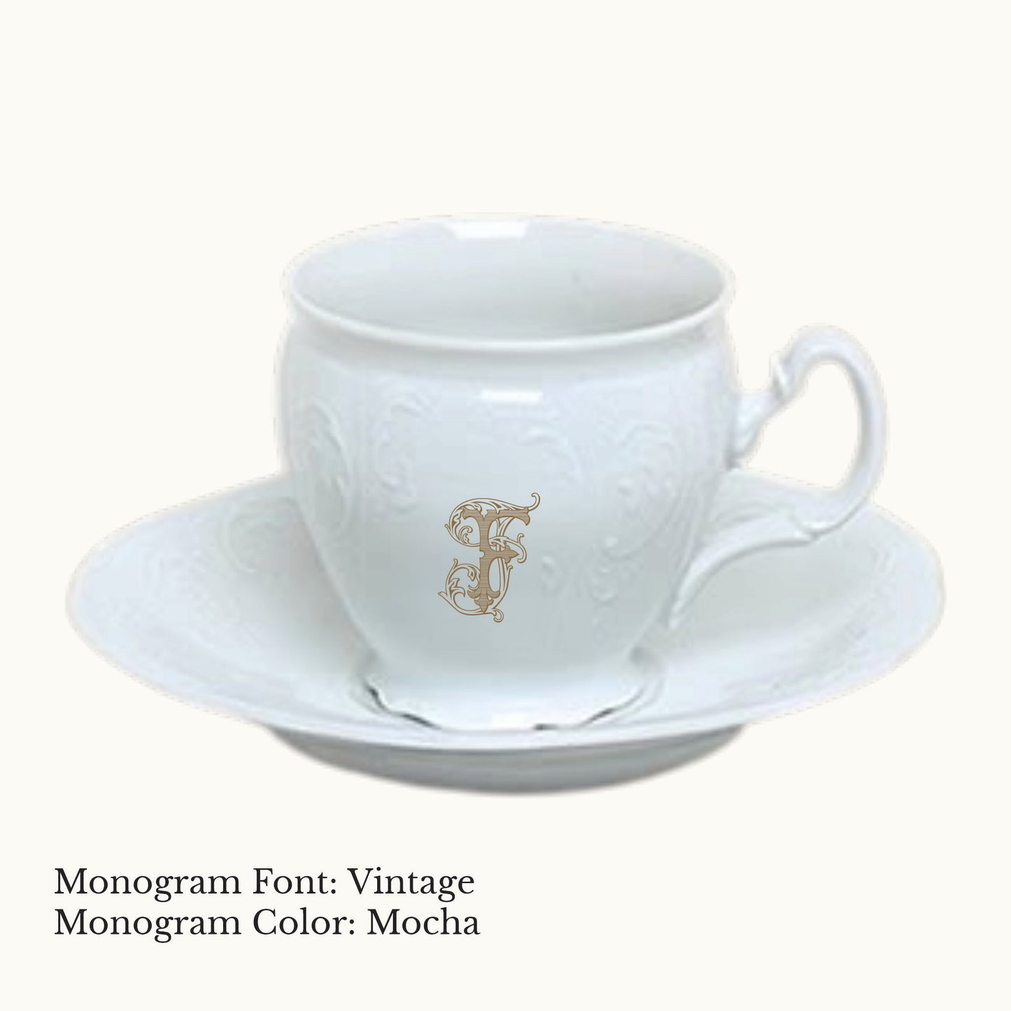 Bernadotte Cup & Saucer, 8 oz. - Custom Monogram
