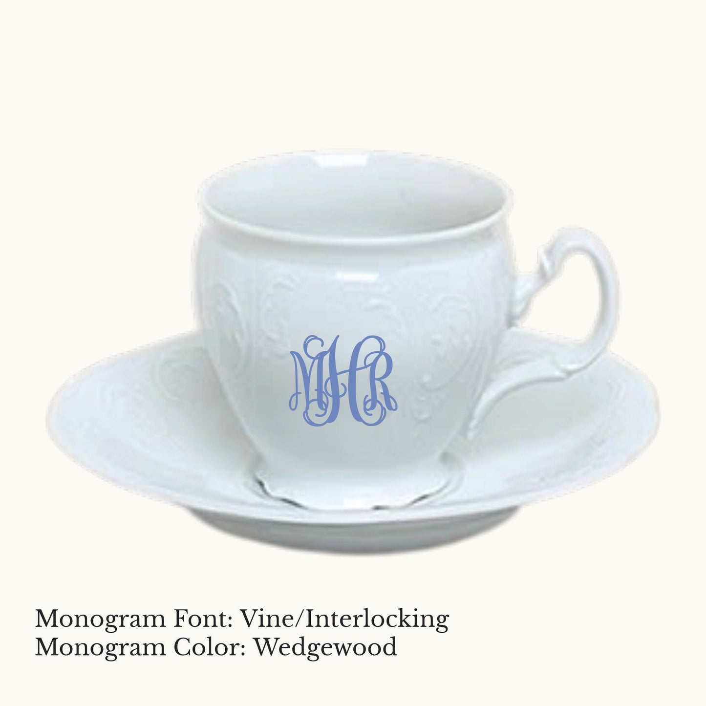 Bernadotte Cup & Saucer, 8 oz. - Custom Monogram